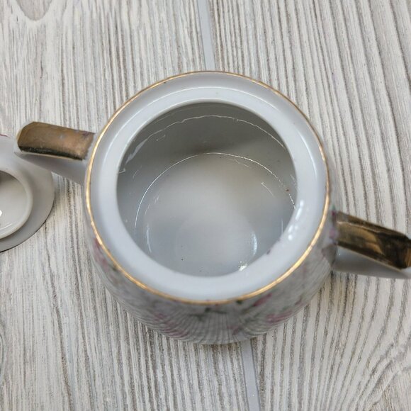 Pink Roses Sugar And Creamer Gold Trim Tea Cottage Core Vintage Boho Chic READ - Picture 16 of 16